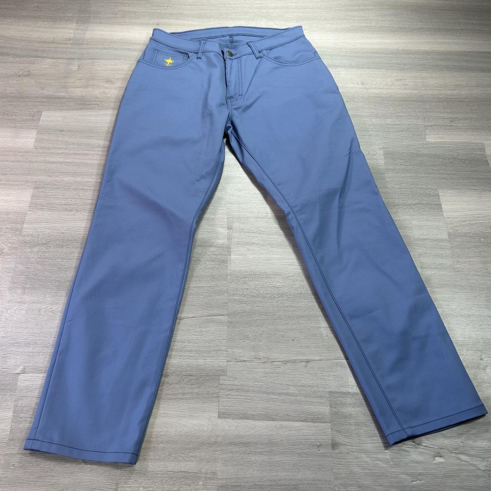 Blue Delta Pants Mens 32x28 Blue Microfiber Chino Straight Leg 5 Pocket Casual
